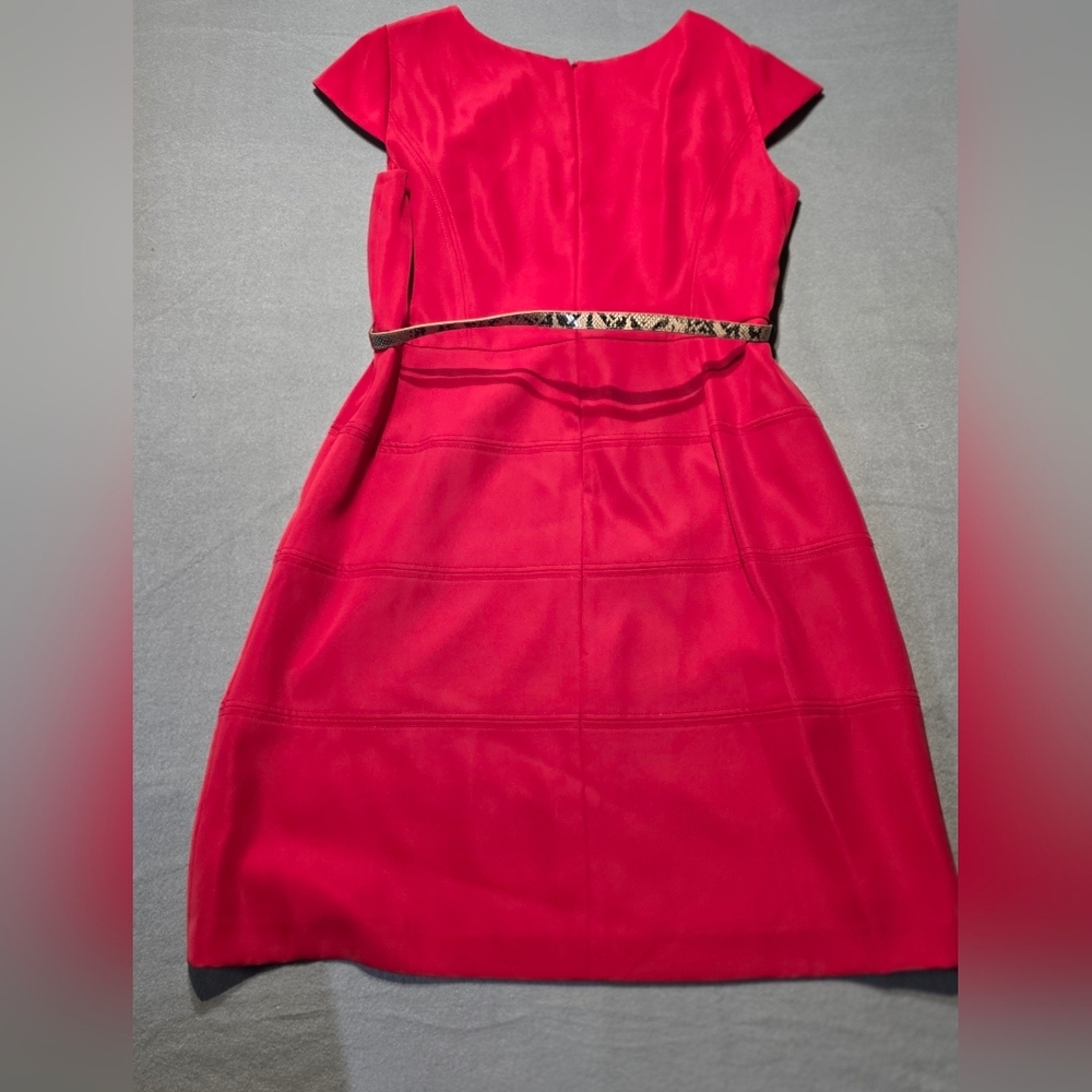 Alex Marie Vibrant Red Midi Dress with Cap Sleeves EUC Size 16 PTP 22 - Picture 3 of 5